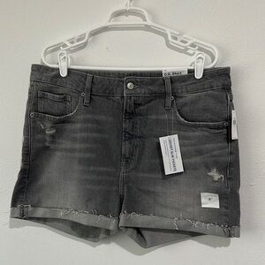 High-Waisted Secret-Smooth Pockets O.G. Plus-Size Gray Cut-Off Jean Shorts